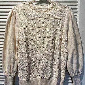 LOFT Cream Patterned Sweater, Size L